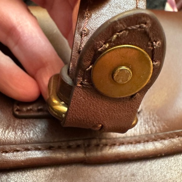 J. Crew Classic Small Saddle Bag in Brown Leather Cross Body Outside Pocket EUC - Picture 13 of 17